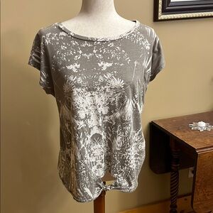 DKNY Grey and White Graphic Relaxed T-Shirt